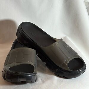 UGG Sz 8.5 (estimated) Jella Clear Charcoal Slide Platform Slip on Sandals NEW
